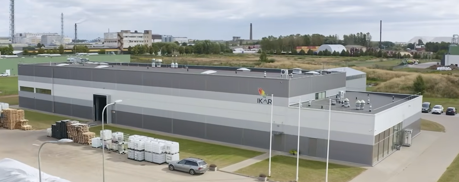 Aerial view of the IKAR factory in Kėdainiai, Lithuania